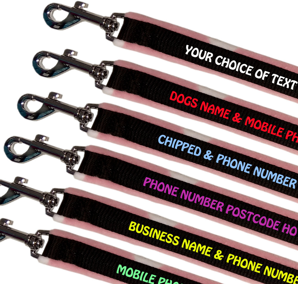 Embroidered Dog Leads Fleece Lined - Pink Hearts