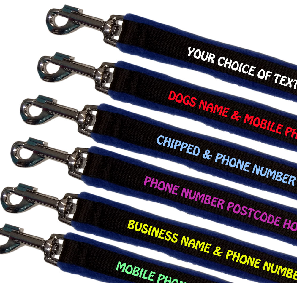 Embroidered Dog Leads Fleece Lined - Royal Blue