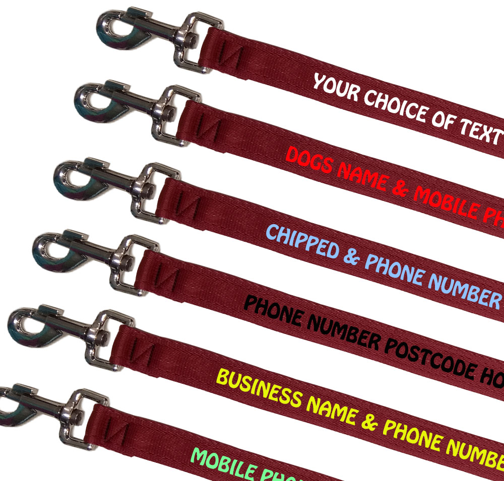 Embroidered Dog Leads Lightweight Range - Burgundy