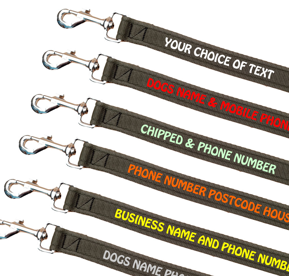 Embroidered Dog Leads Lightweight Range - Khaki