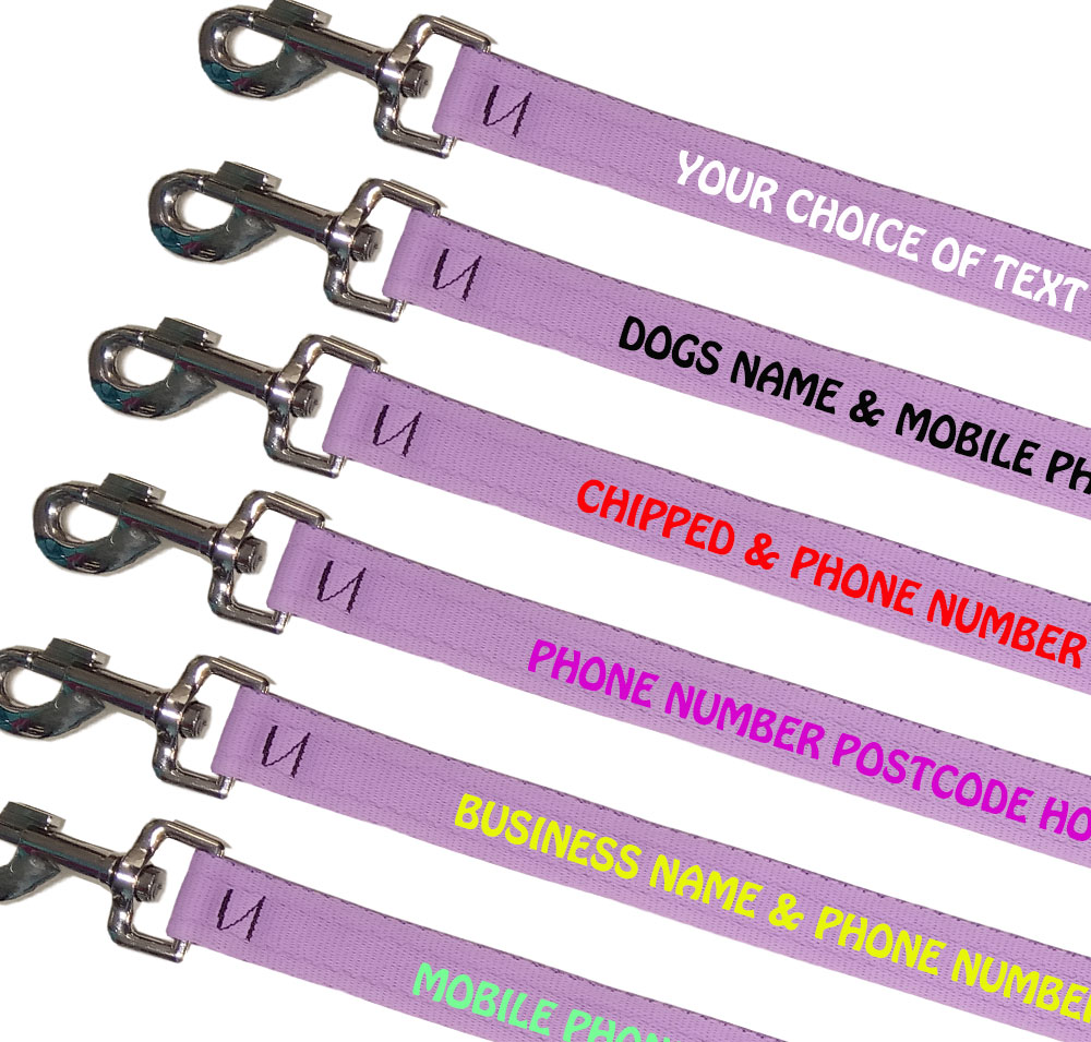Embroidered Dog Leads Lightweight Range - Lilac