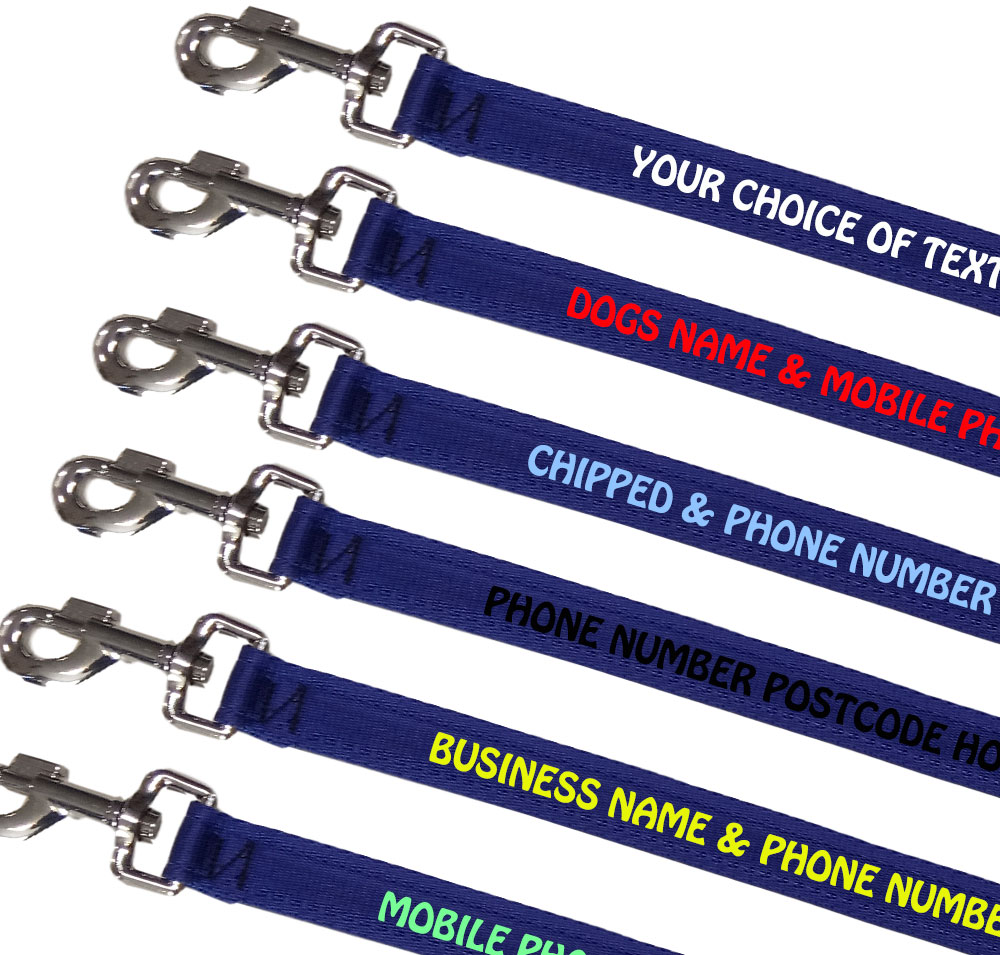 Embroidered Dog Leads Lightweight Range - Royal Blue