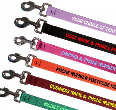 Embroidered Dog Leads Lightweight Range - All Colours