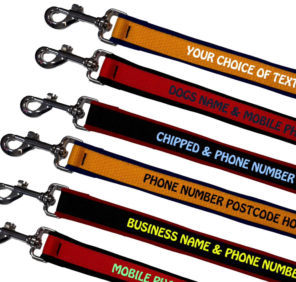 Personalised Dog Lead - Soft Shell Lining - Medium &  Large Dogs