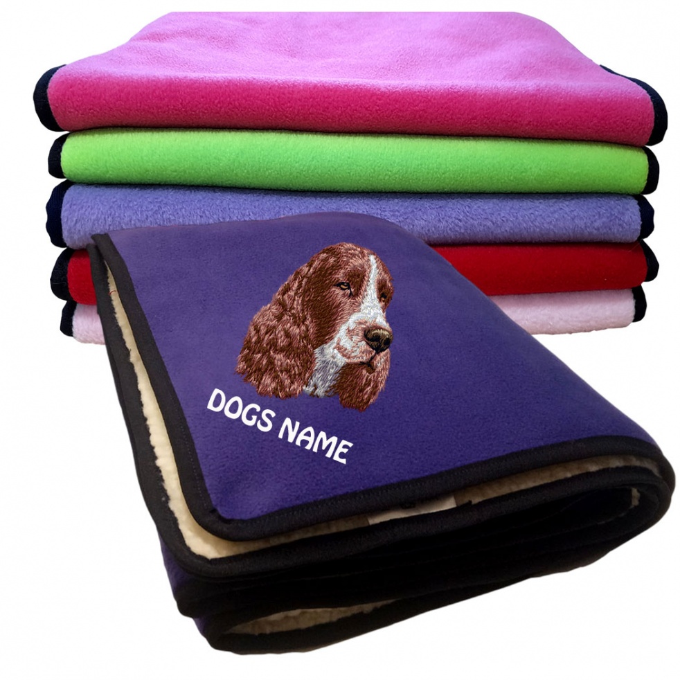 English Springer Spaniel Personalised Luxury Fleece Dog Blankets Plain Colours