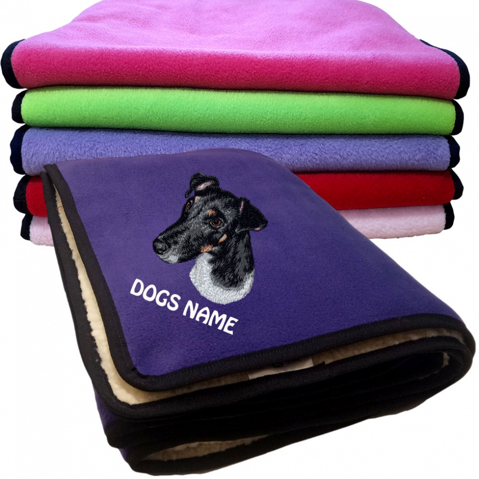 Fox Terrier Personalised Dog Blankets  -  Design D134