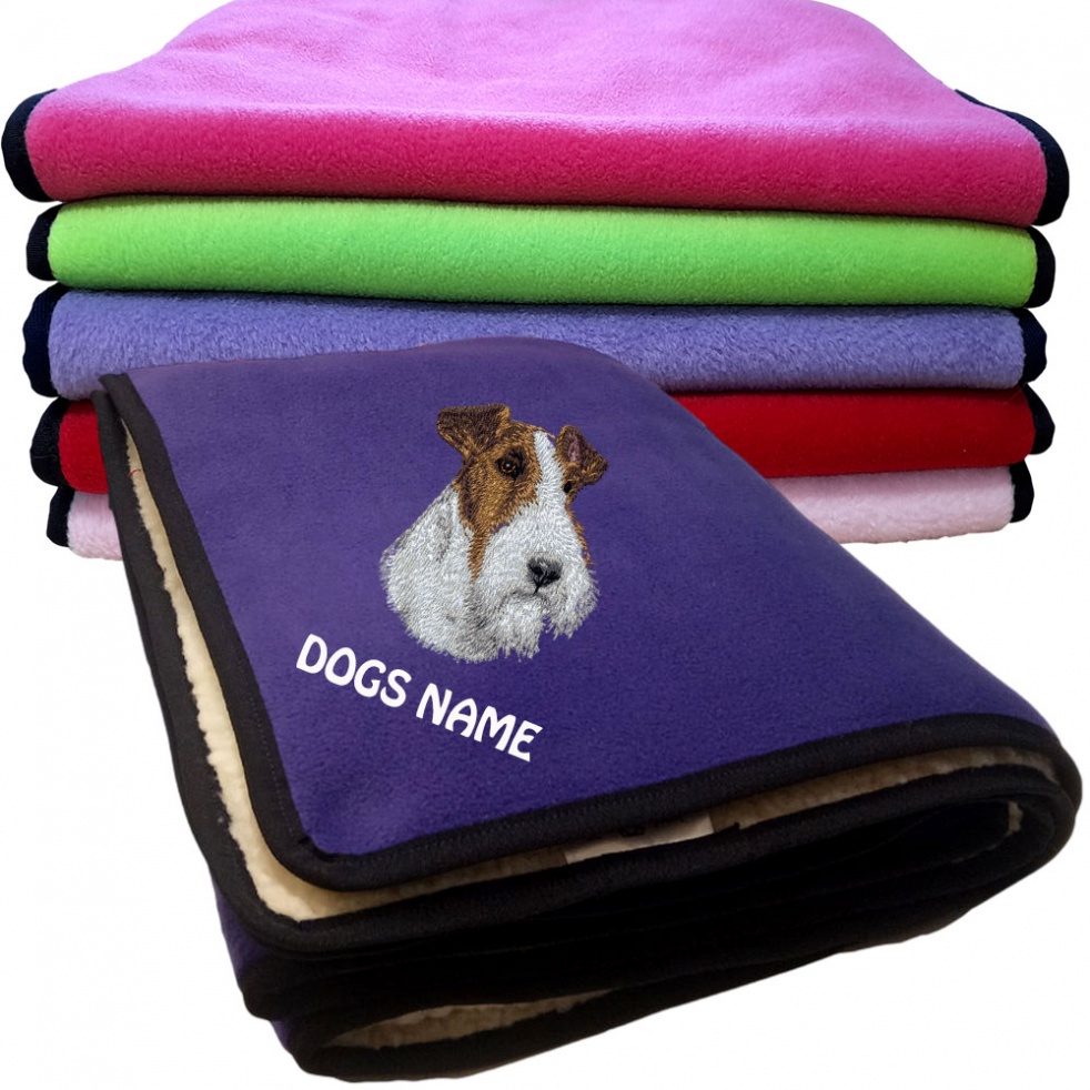 Fox Terrier Personalised Dog Blankets  -  Design D139