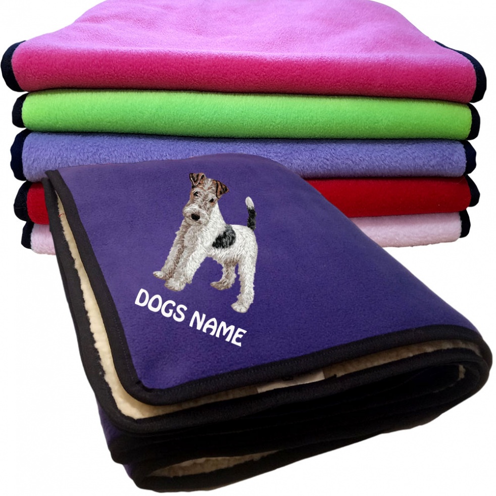 Fox Terrier Personalised Dog Blankets  -  Design DD103