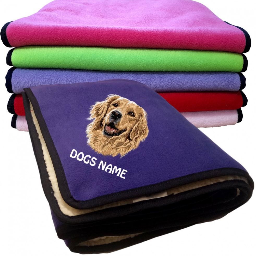 Golden Retriever Personalised Dog Blankets  -  Design DD178