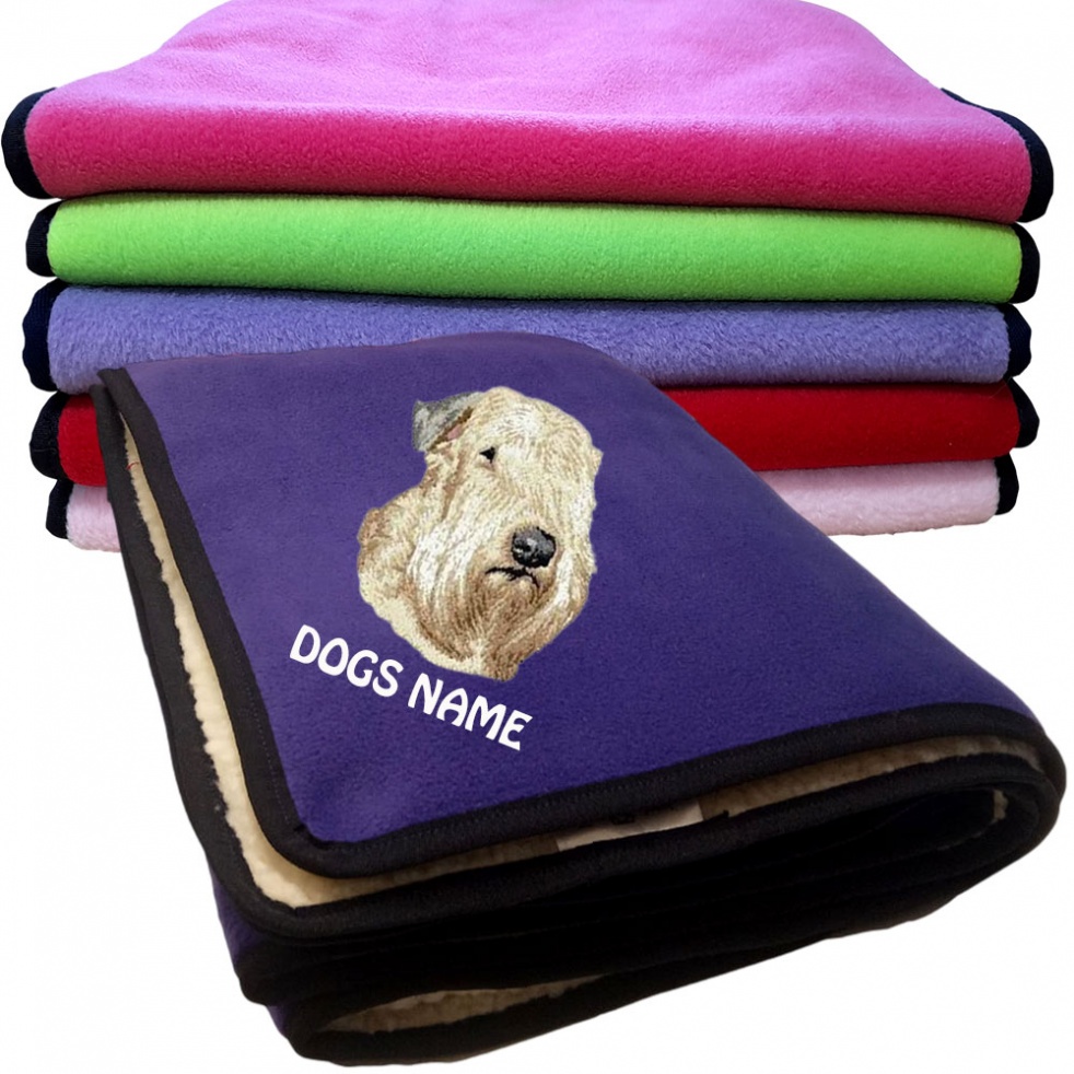 Irish Soft Coated Wheaten Terrier Personalised Dog Blankets  -  Design D147