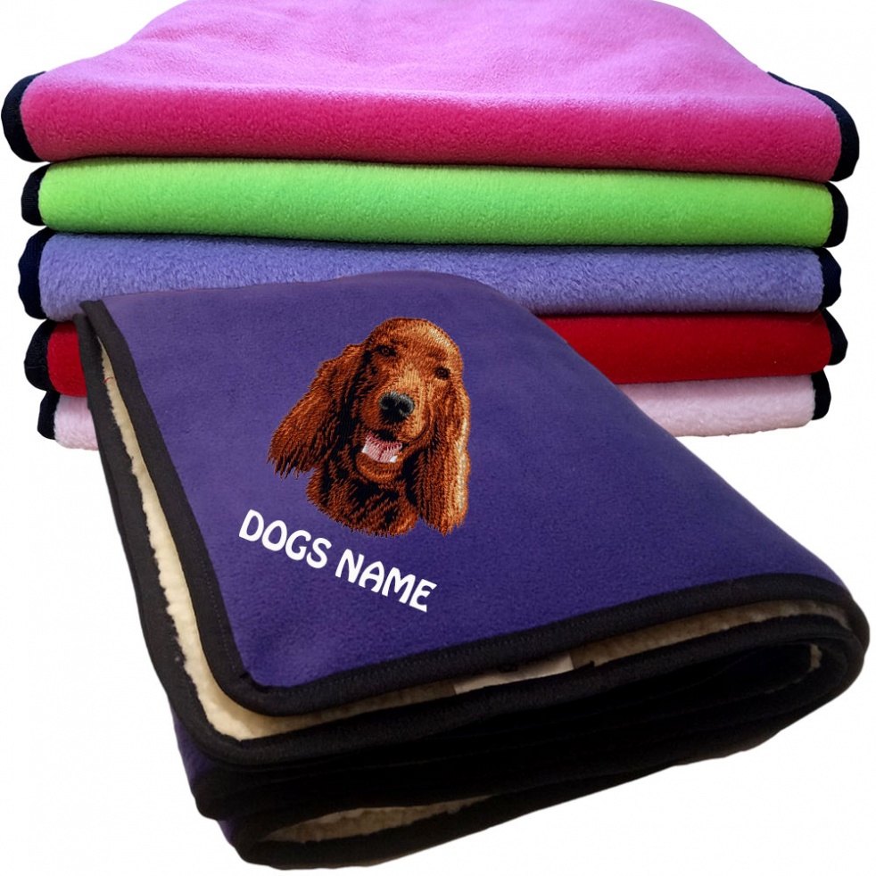 Irish Red Setter Personalised Dog Blankets  -  Design D23