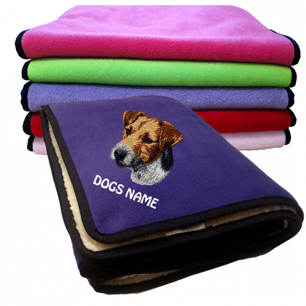 Jack Russell Terrier Personalised Luxury Fleece Dog Blankets Plain Colours