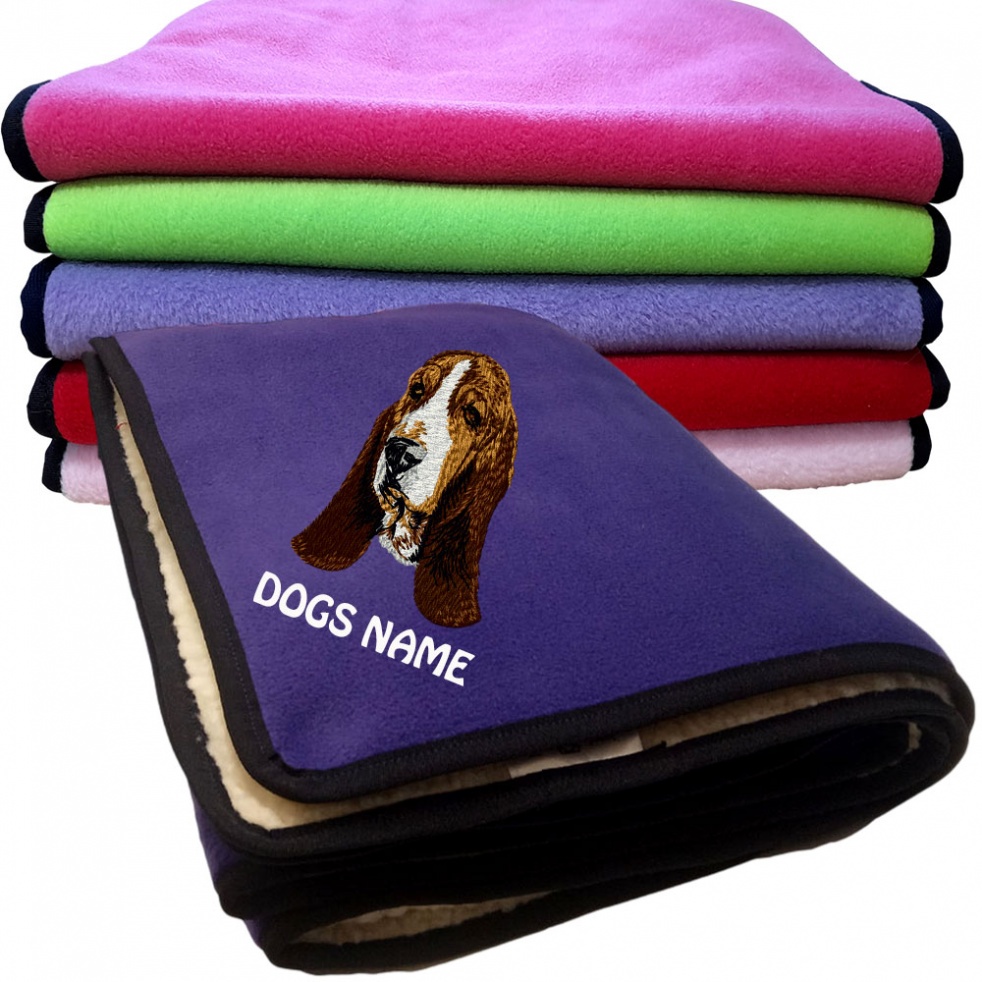 Basset Hound Personalised Dog Blankets  -  Design DJ229