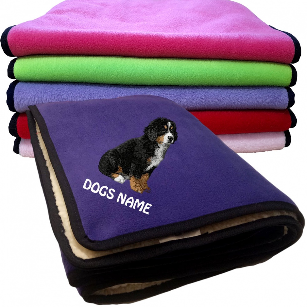 Bernese Mountain Dog Personalised Dog Blankets  -  Design DD8