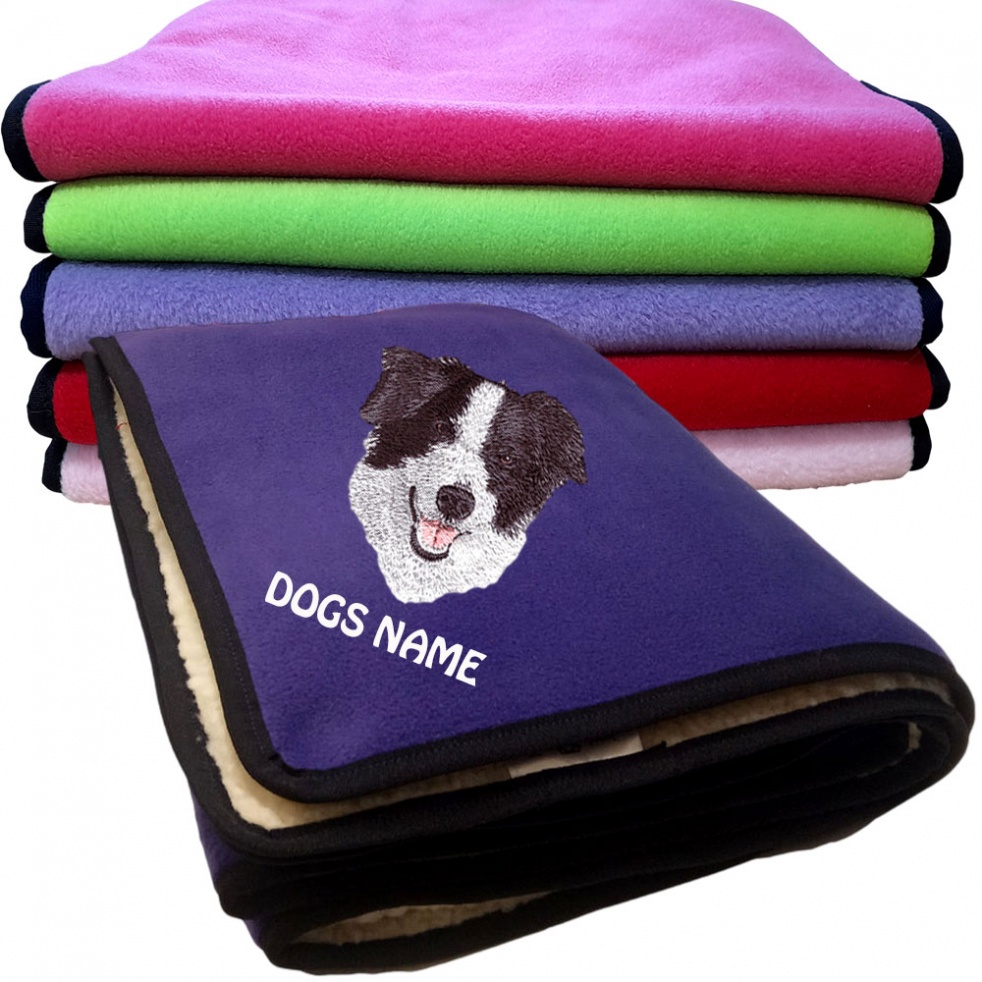 Border Collie Personalised Dog Blankets  -  Design AN0552