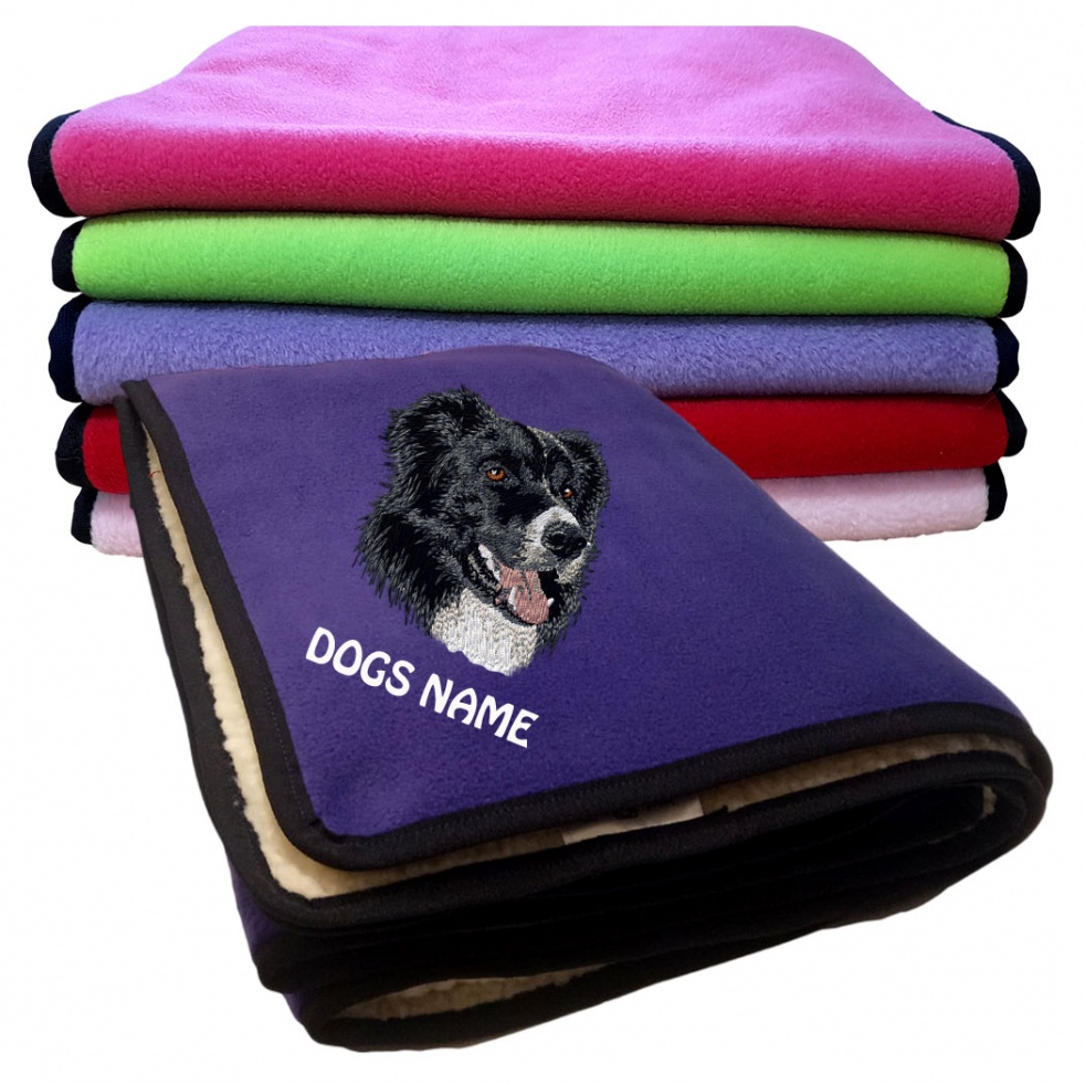 Border Collie Personalised Dog Blankets  -  Design DV204