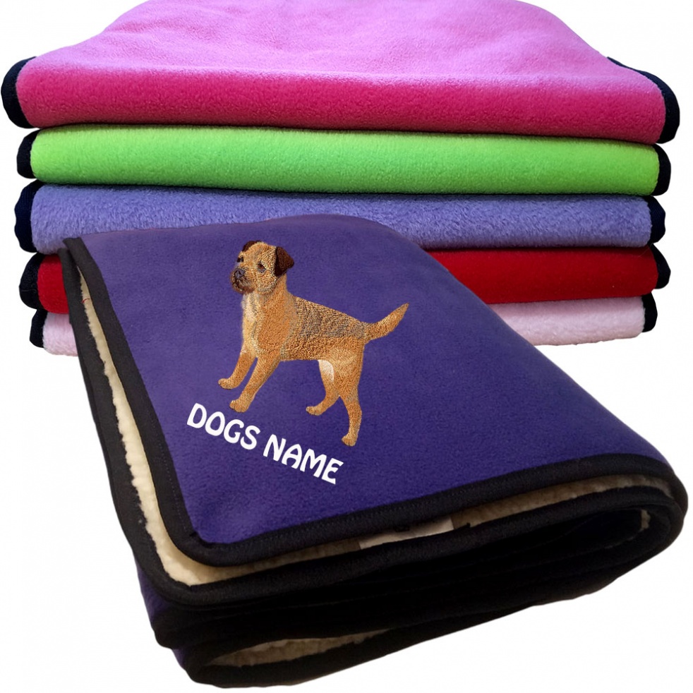 Border Terrier Personalised Dog Blankets  -  Design EMB