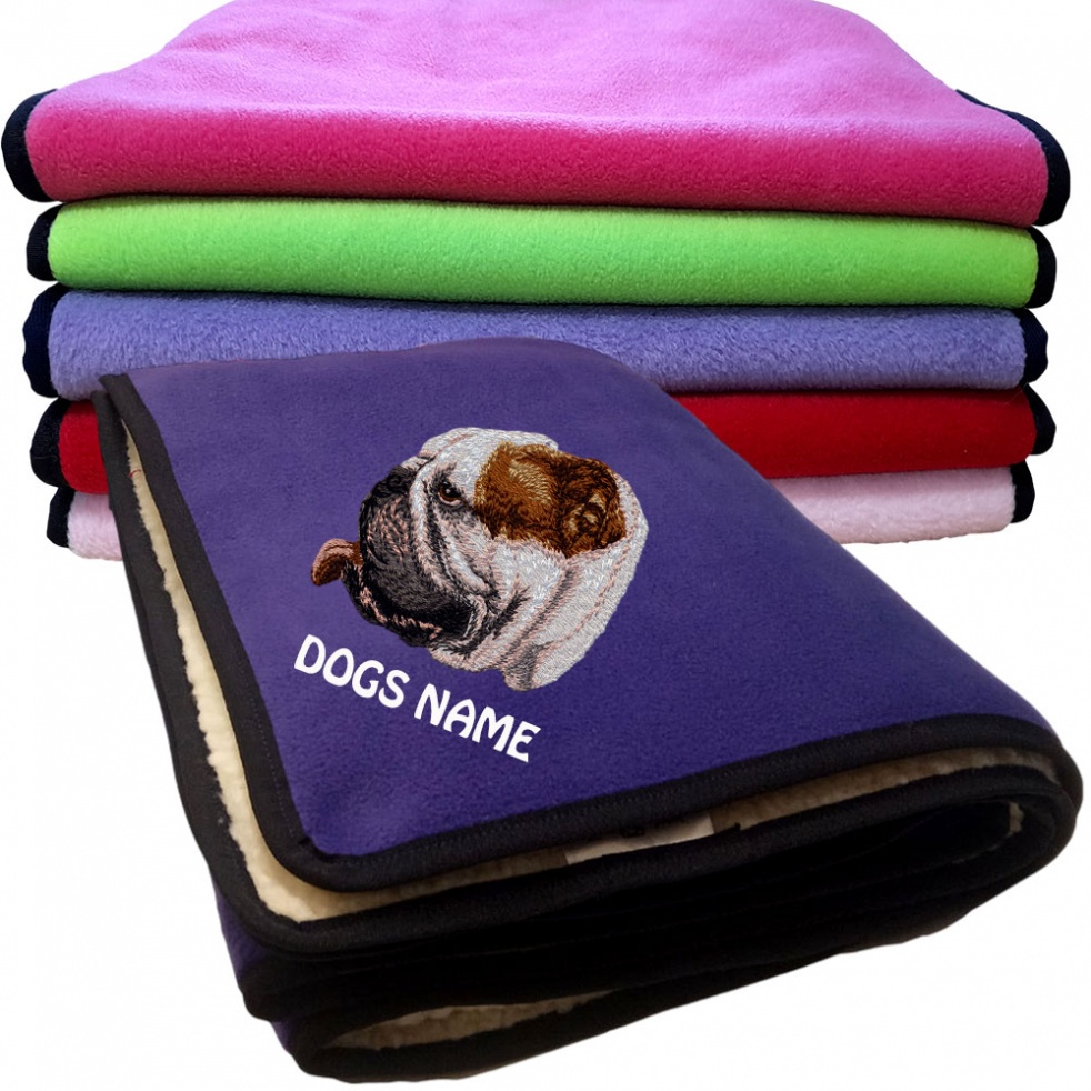 Bulldog Personalised Dog Blankets  -  Design DV454