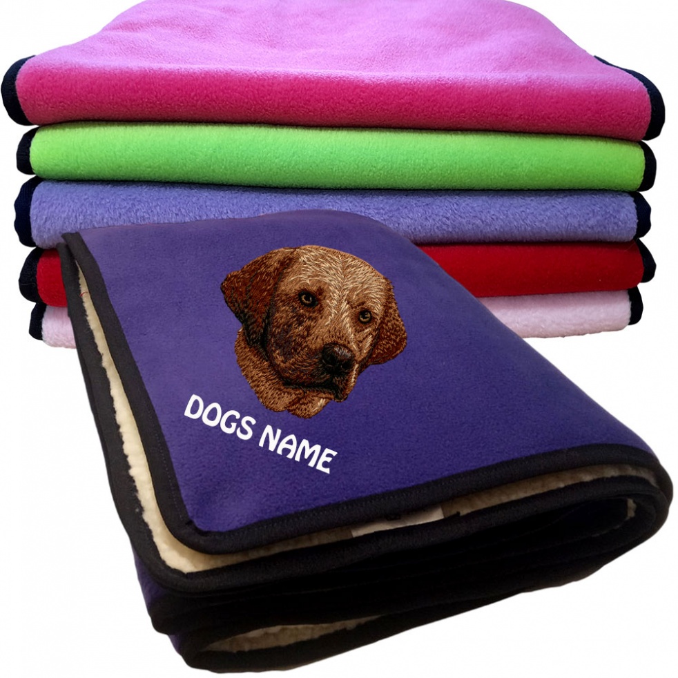 Chocolate Labrador Retriever Personalised Dog Blankets  -  Design D628