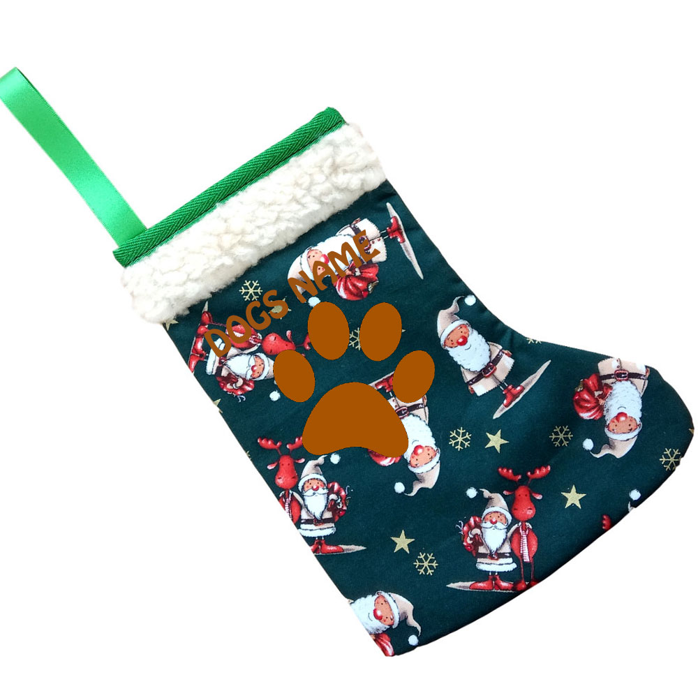 Personalised Christmas Reindeer Chihuahua Green Deluxe Christmas Stocking 
