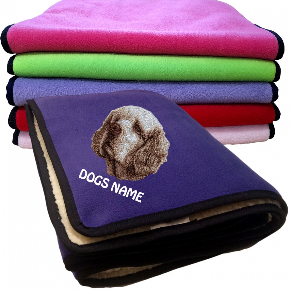 Clumber Spaniel Personalised Dog Blankets  -  Design D46