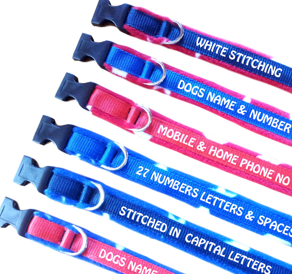 Personalised Dog Collars Fleece Lined Range | Stars Design | Sale