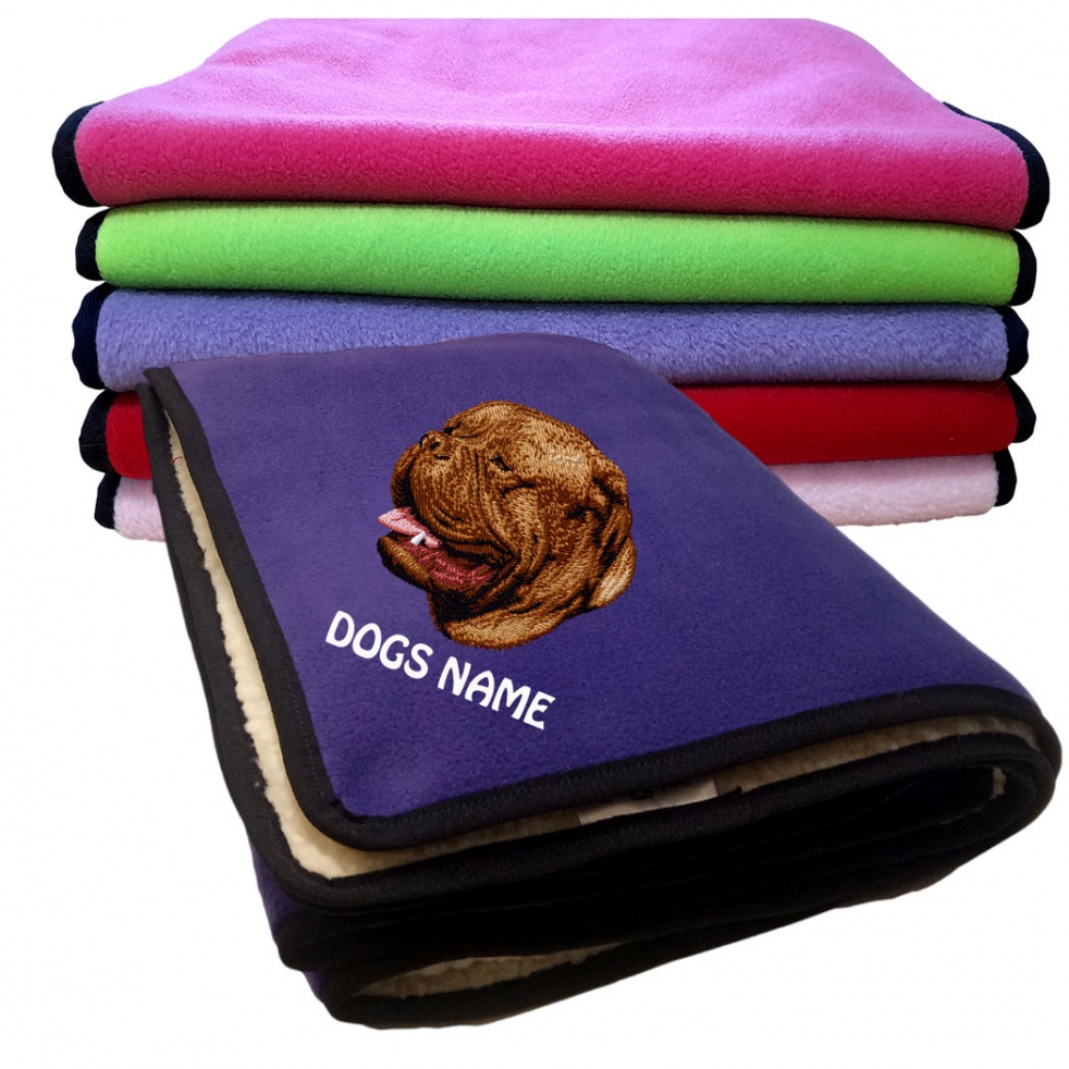 Dogue de Bordeaux Personalised Luxury Fleece Dog Blankets Plain Colours
