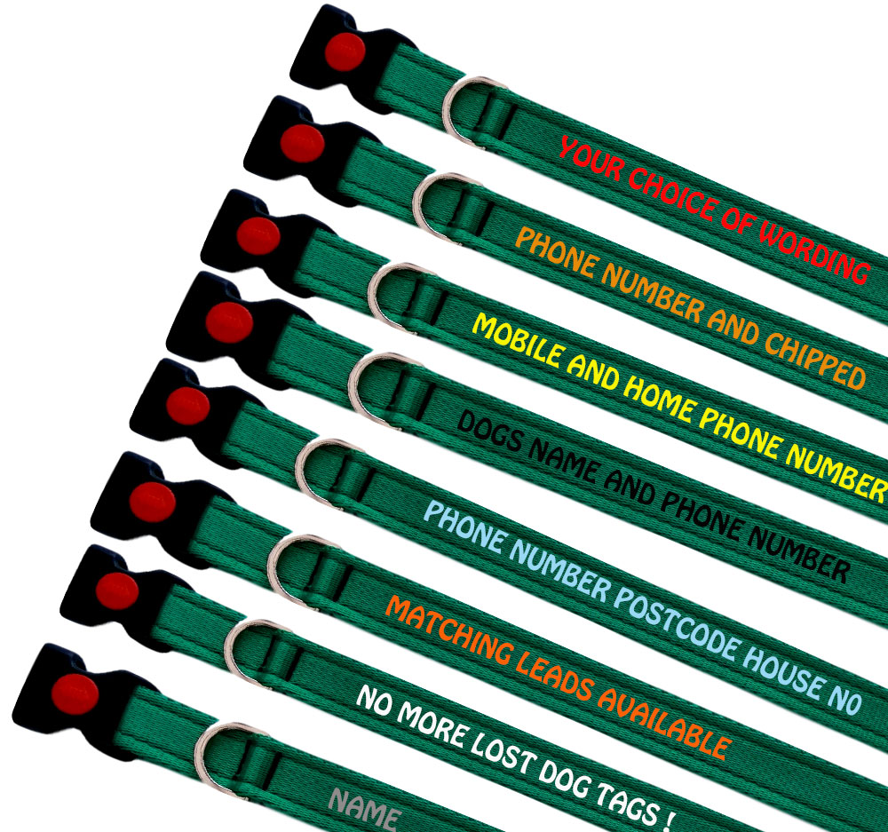 Emerald Embroidered Dog Collars Lightweight Range - Discounted Bulk Buy