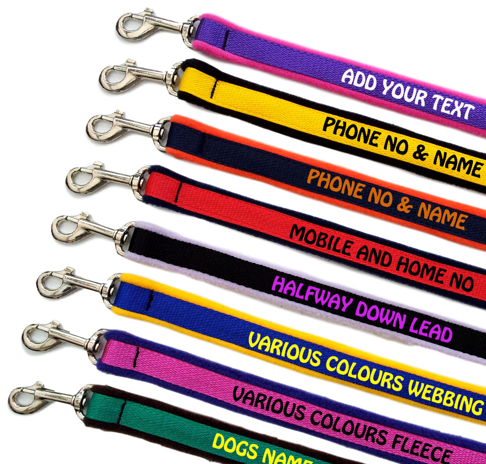 Embroidered Dog Leads Fleece Lined Design Your Own Range