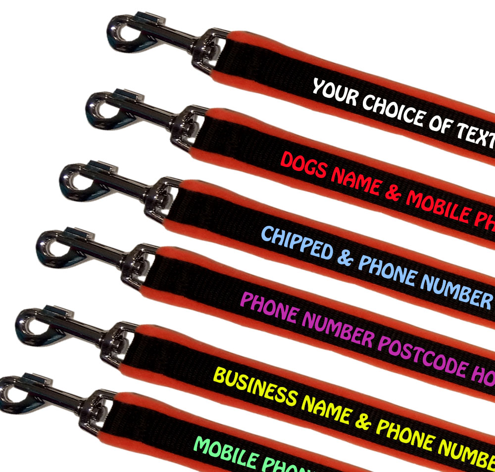 Embroidered Dog Leads Fleece Lined - Orange