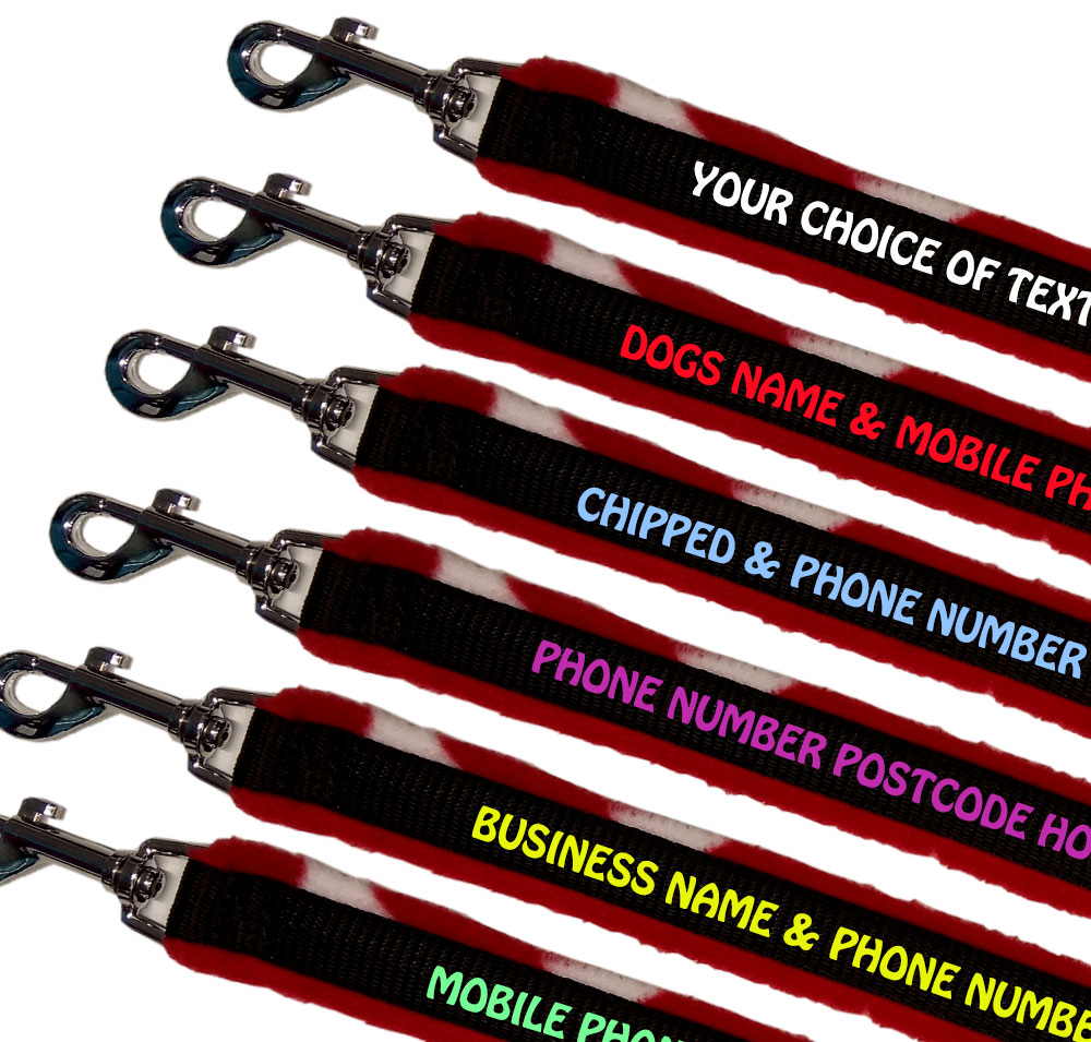 Embroidered Dog Leads Fleece Lined - Red Stars