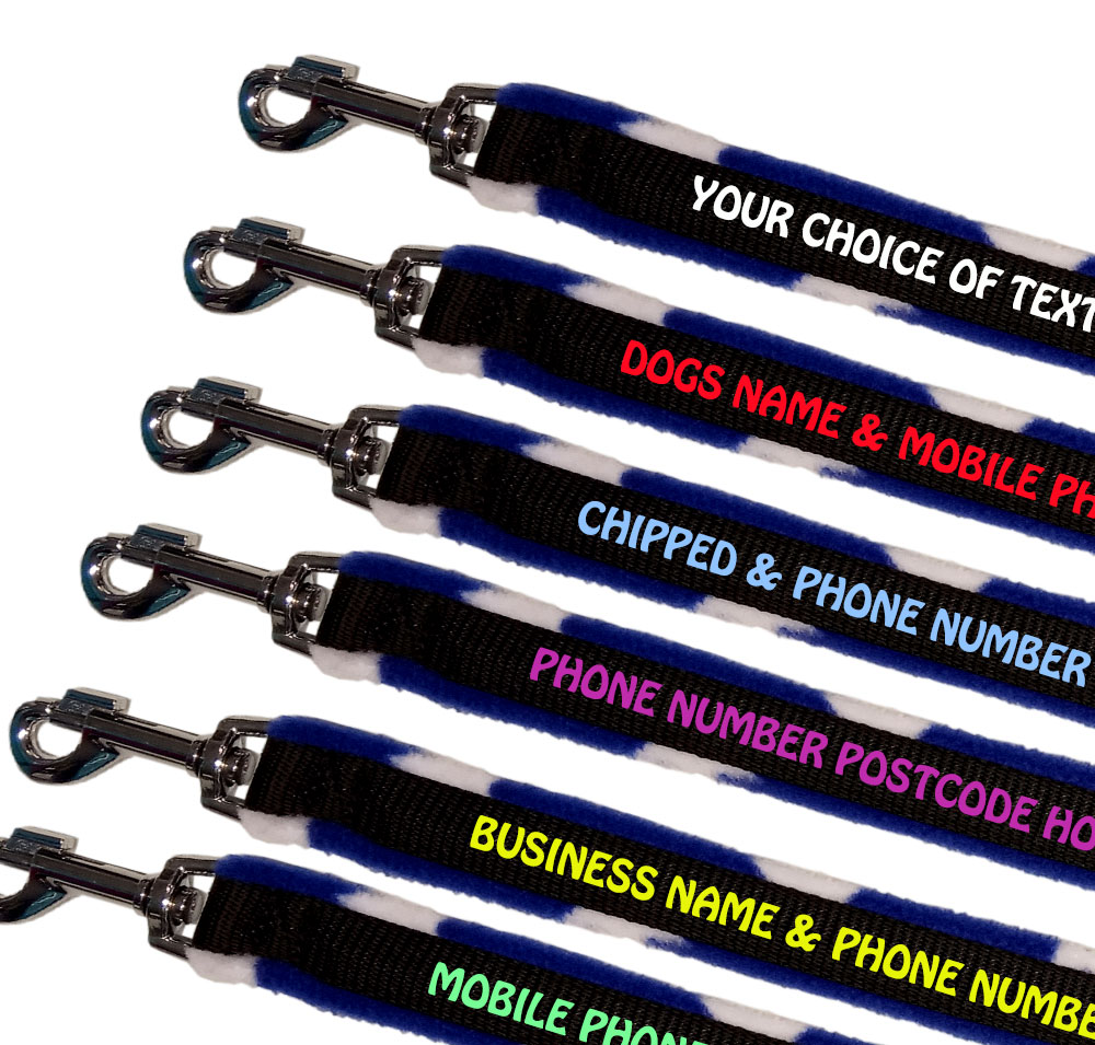 Embroidered Dog Leads Fleece Lined - Royal Blue Stars