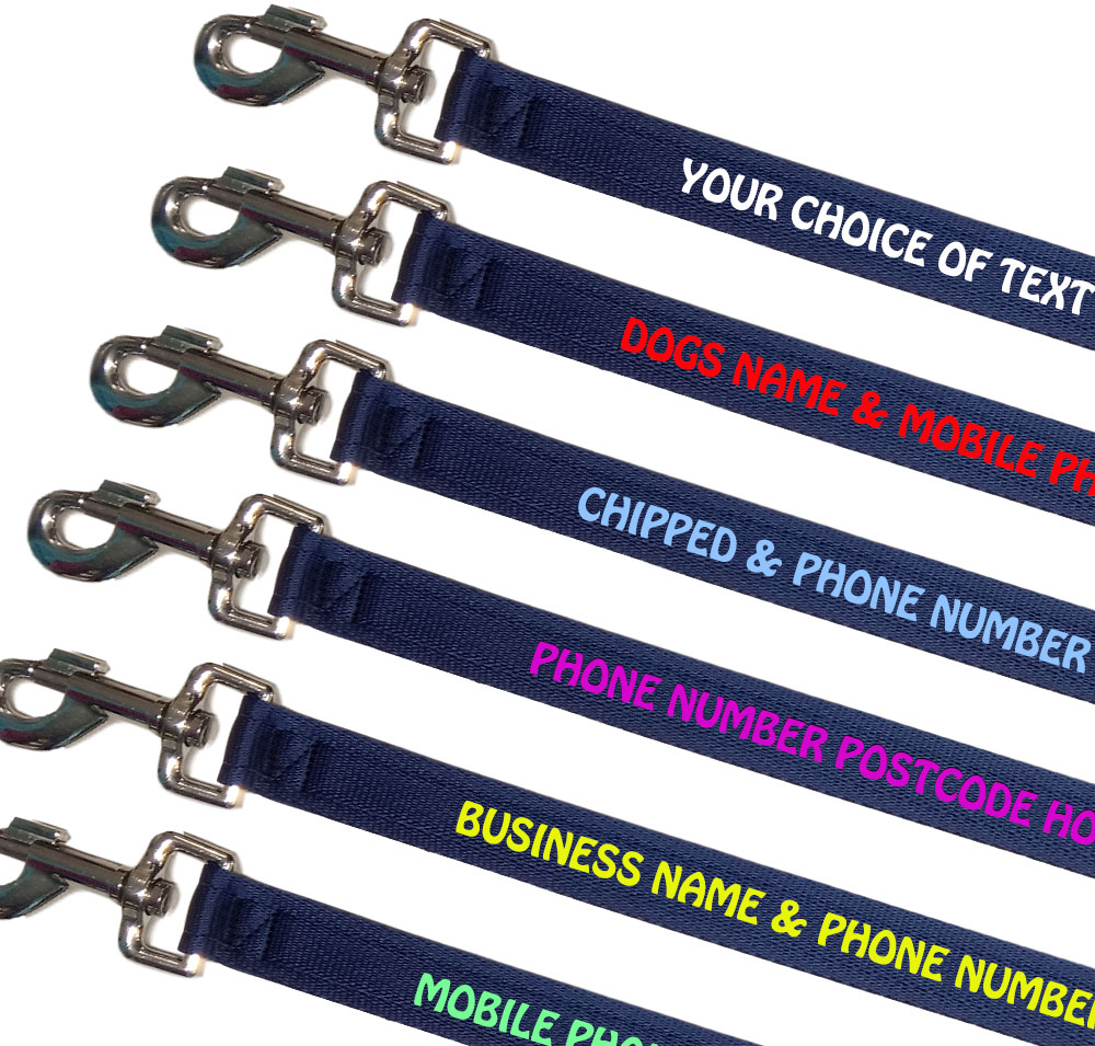 Embroidered Dog Leads Lightweight Range - Navy Blue