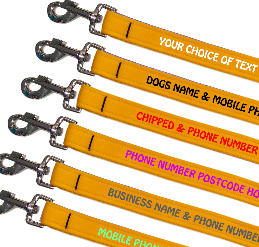 Embroidered Dog Leads Lightweight Range - Yellow