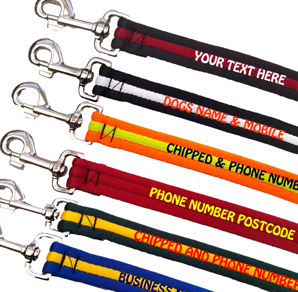 Embroidered Dog Leads Padded Webbing Range - Small Dogs