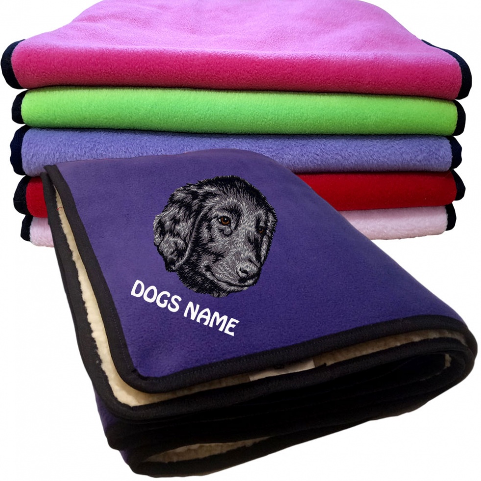 Flat Coated Retriever Personalised Dog Blankets  -  Design D136