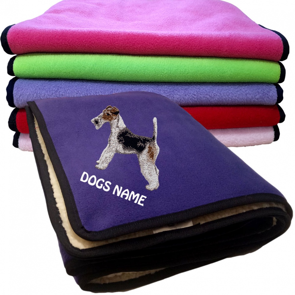 Fox Terrier Personalised Dog Blankets  -  Design DV295