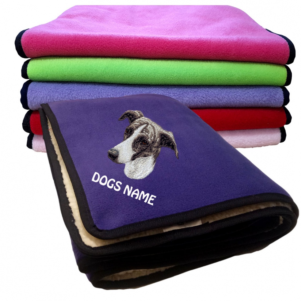 Greyhound Personalised Luxury Fleece Dog Blankets Plain Colours