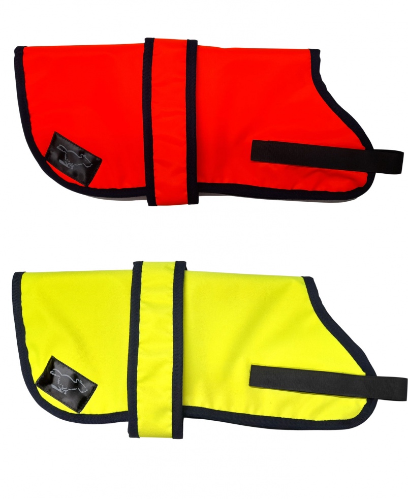 Personalised Waterproof Dog Coats | High Visibility Orange Or Yellow