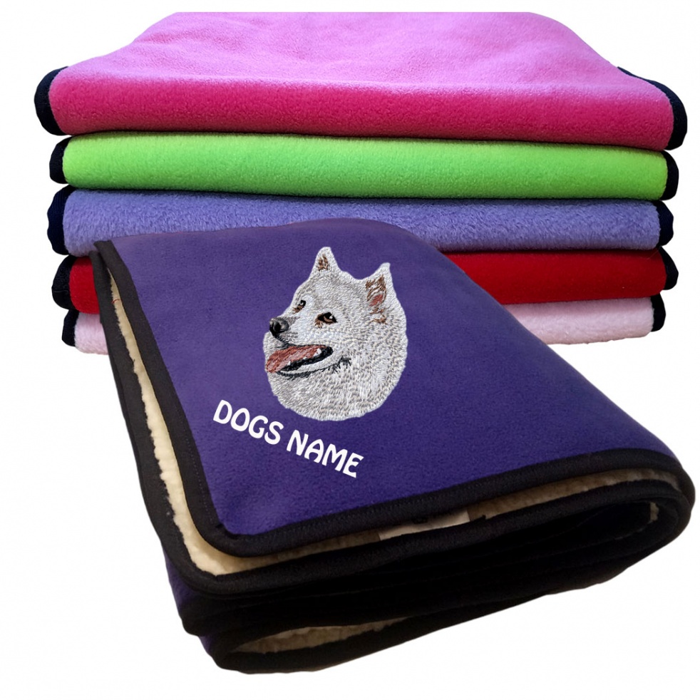 Japanese Spitz Personalised Luxury Fleece Dog Blankets Plain Colours