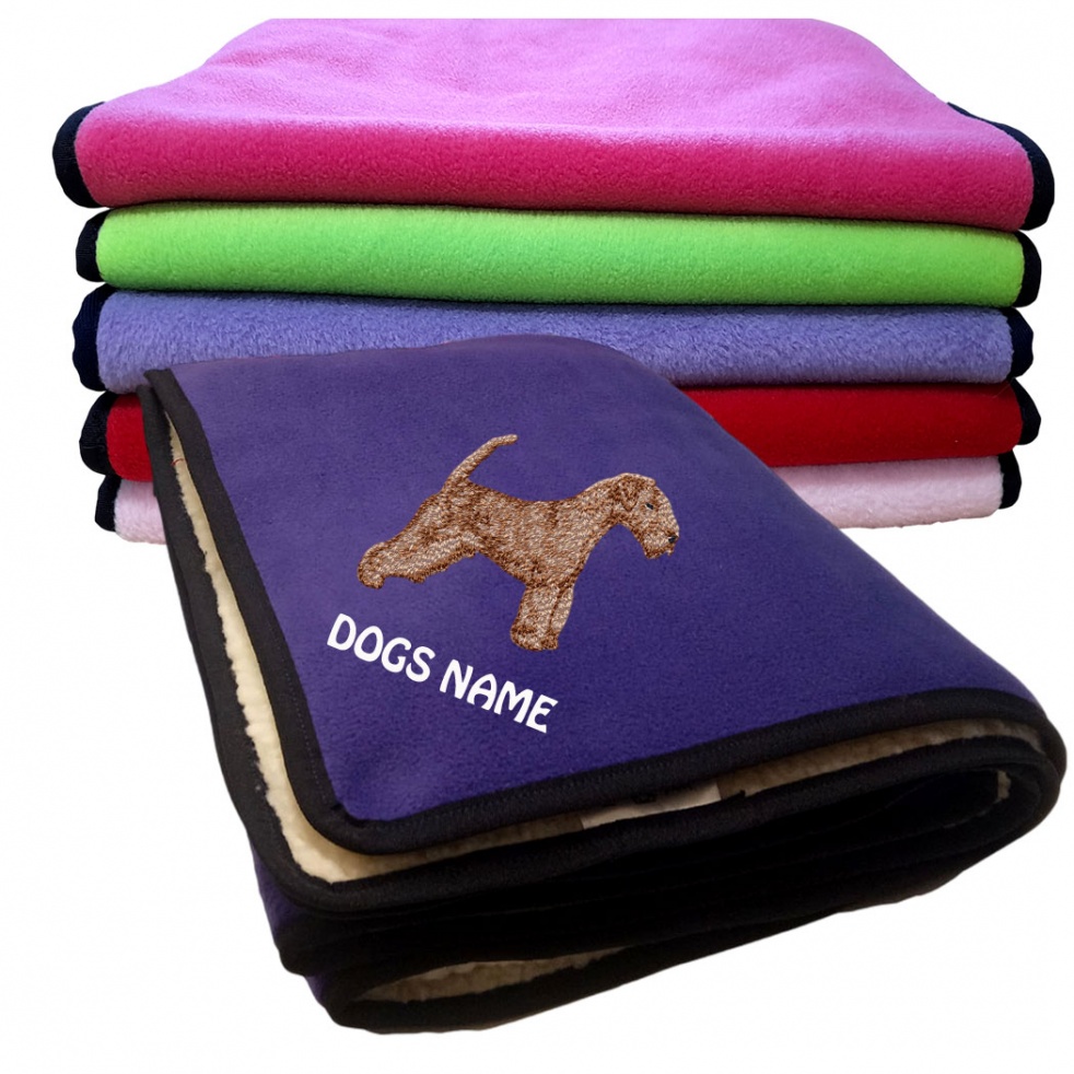 Lakeland Terrier Personalised Luxury Fleece Dog Blankets Plain Colours