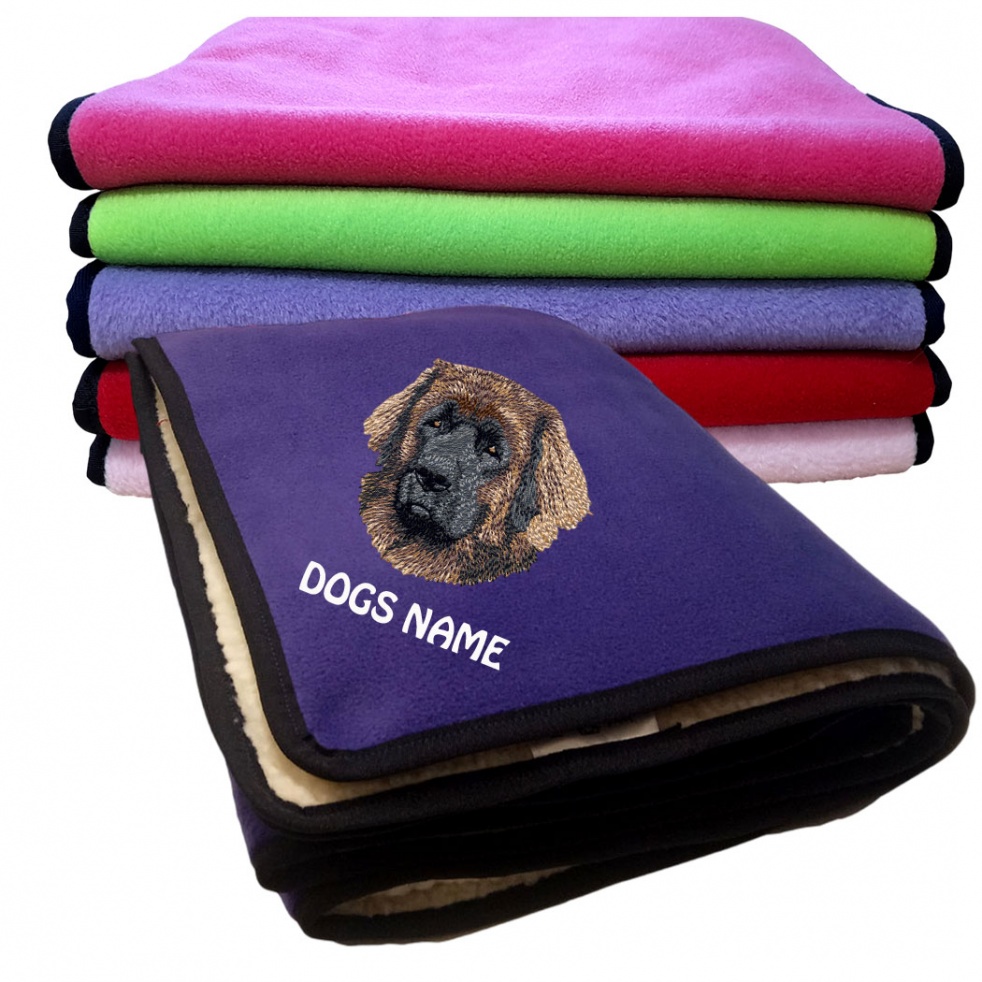 Leonberger Personalised Luxury Fleece Dog Blankets Plain Colours