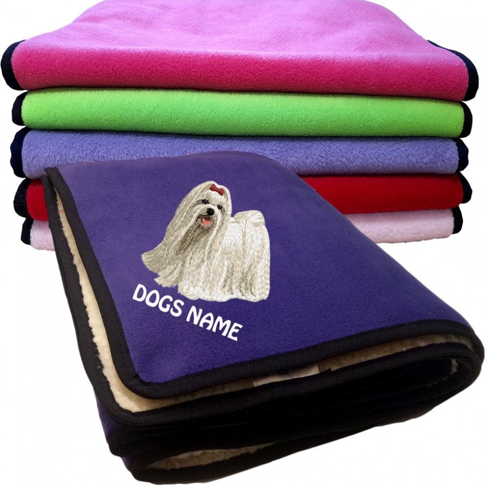 Maltese Personalised Dog Blankets  -  Design DM223