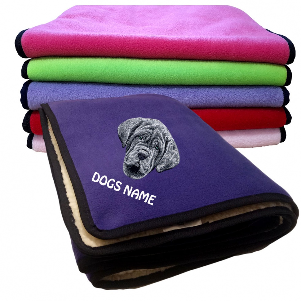 Neopolitian Mastiff Personalised Luxury Fleece Dog Blankets Plain Colours