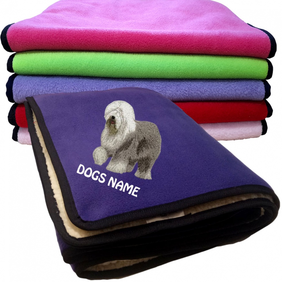 Old English Sheepdog Personalised Dog Blankets  -  Design DM493