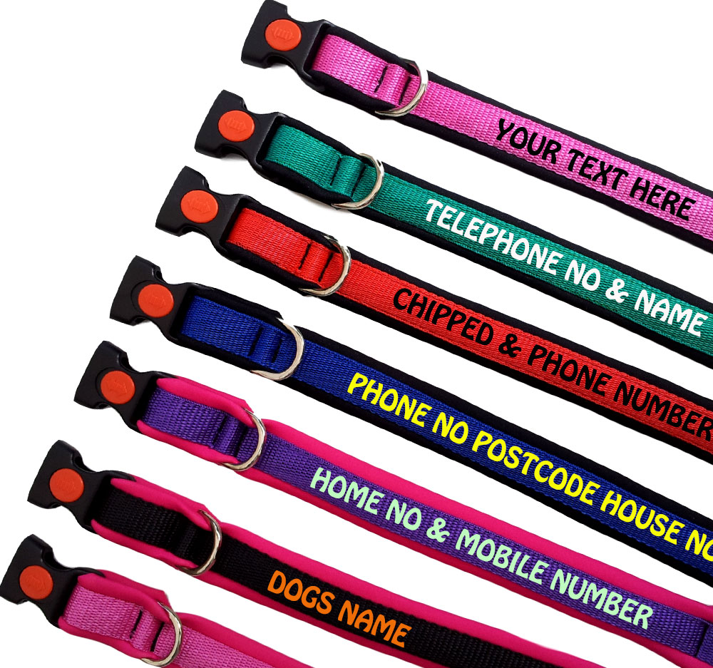 Personalised Dog Collars Neoprene Lined Range