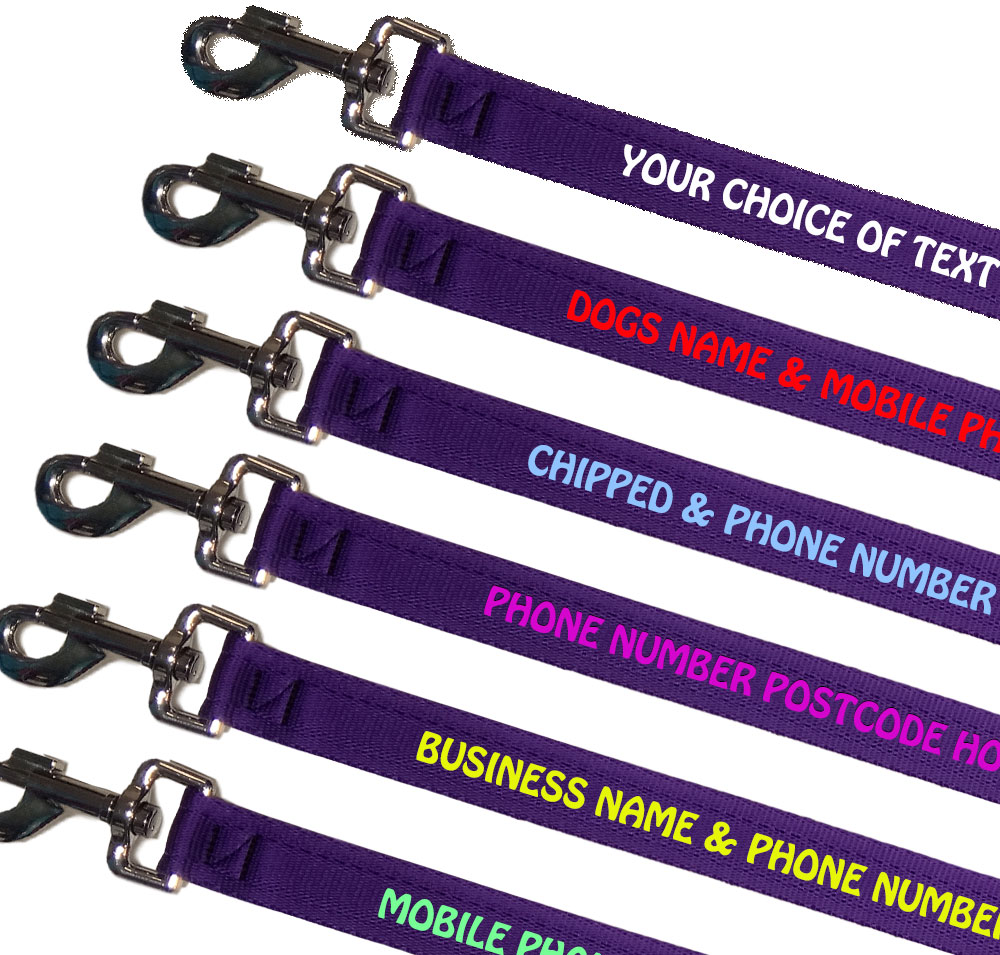 Personalised Dog Leads Lightweight Range - Purple