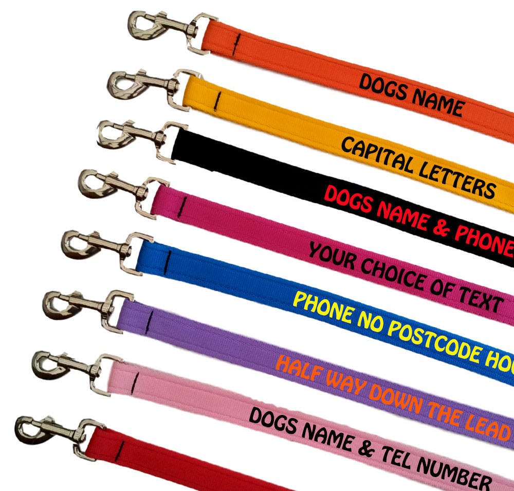 Embroidered Dog Leads Lightweight Range - All Colours