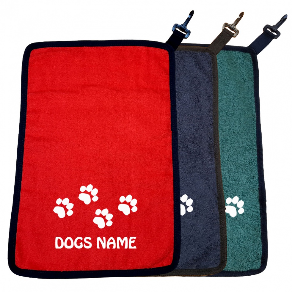 Personalised Dog Towel For Paws Bellies / Ideal Slobber Cloth - Tiny Paw Print