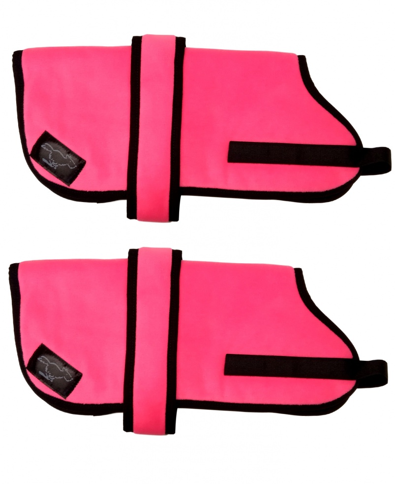Personalised High Visibility Personalised Fleece Dog Coats - High Visibility Pink